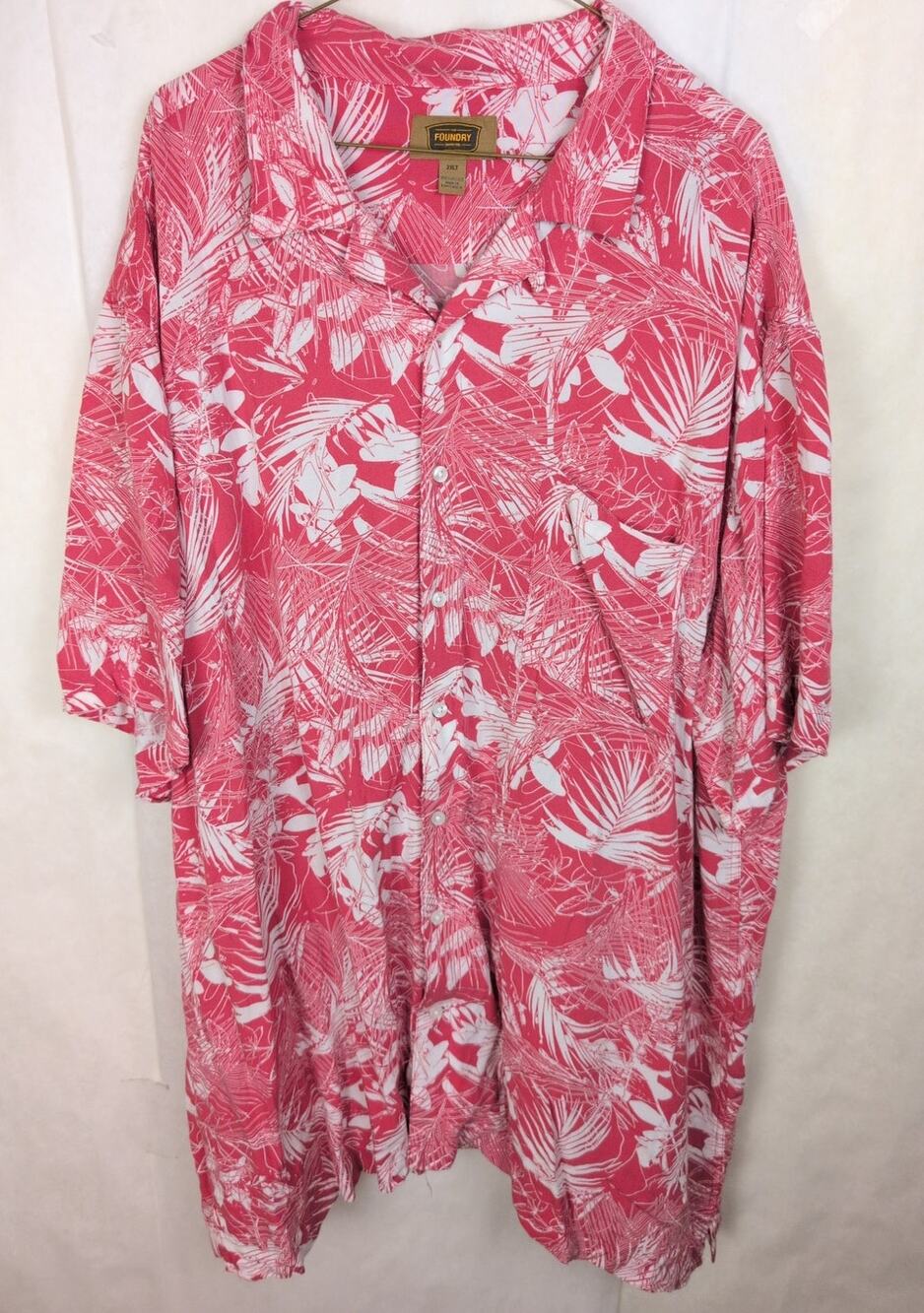 The Foundry red tropical floral button up shirt Size 2XL Tall Hawaiian Vacation